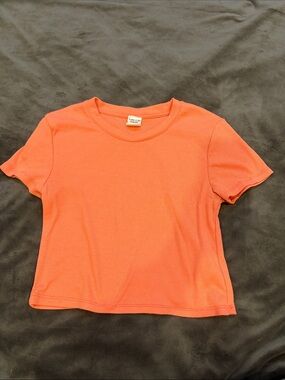 Love Tree Bright Orange Ribbed Crop Tee
